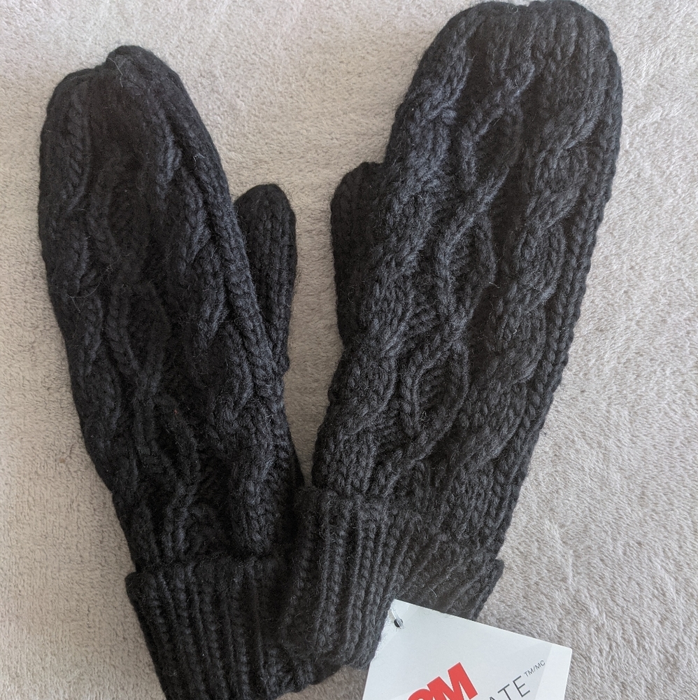 3M Thinsulate Black Knit Mitts